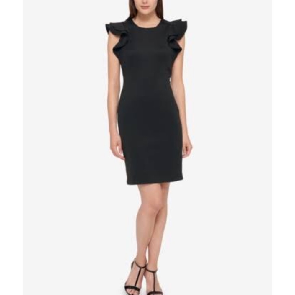 NWT Tommy Scuba Sheath Dress with Flutter Sleeves